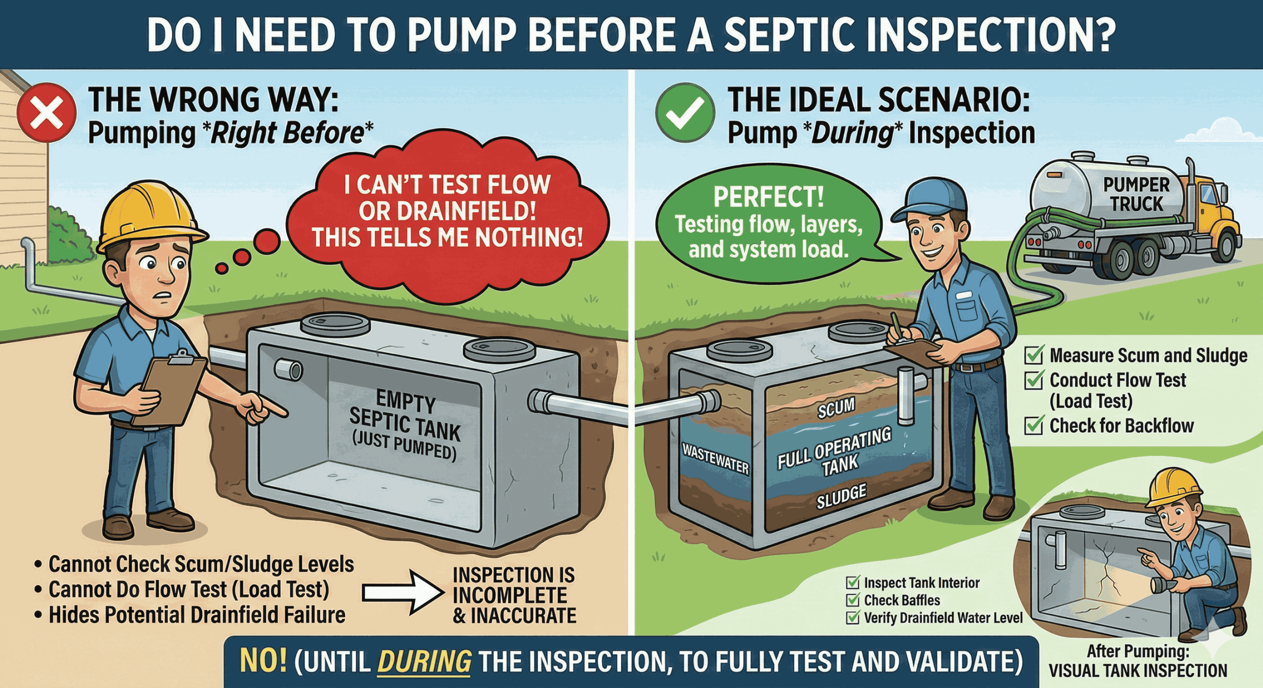 do I need to pump before a septic inspection?